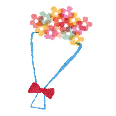 フリー素材 カラフルで綺麗な花束のイラスト 誕生日や結婚式などのお祝いごとに
