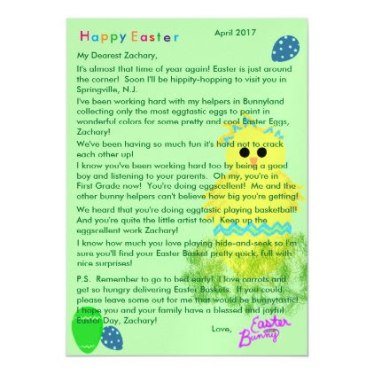 Letter from Easter Bunny Yellow Blue Chick Egg Magnetic Card