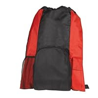 Drawstring Tote and Backpack Sack in One in Red and Black