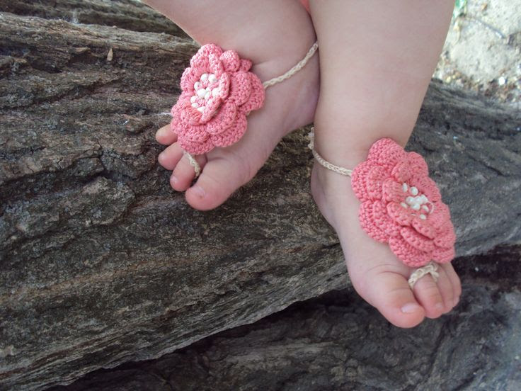baby barefoot sandals crochet baby sandals baby flower sandals crochet ...