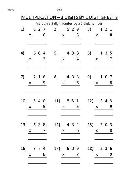  printable multiplication worksheets 4th grade math worksheets free