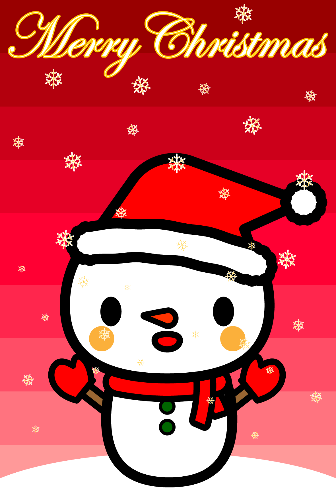 かわいいスノーマン 雪だるま のクリスマスカード 無料イラスト 商用フリー オイデ43