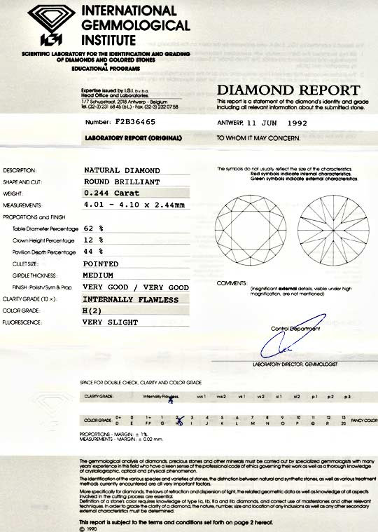 Foto 9, Diamant Brillant 0,244ct IGI Lupenrein Wesselton Juwel!, D5573