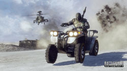 ATV and combat helicopter in action is Battlefield Bad Company 2