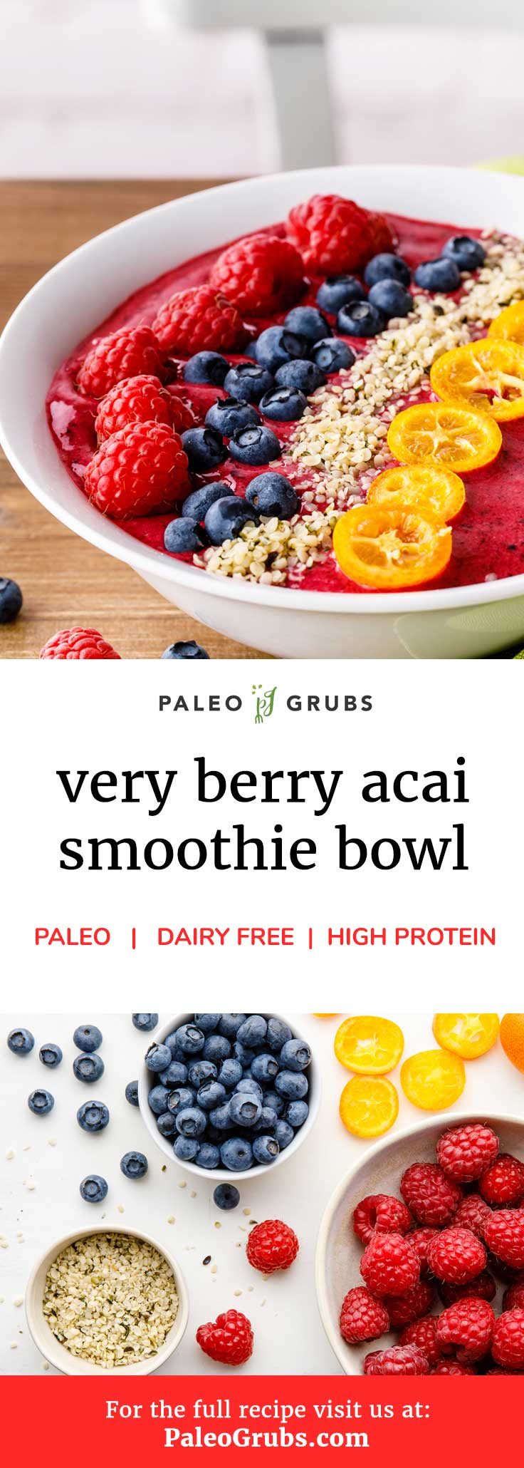 This very berry acai recipe makes one incredibly delicious acai bowl, using frozen mixed berries and a single ripe banana as a base along with soaked cashew nuts.