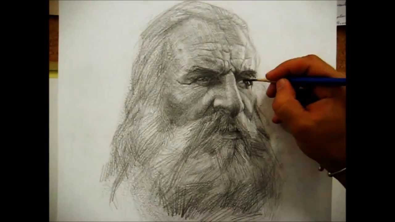 Drawing a portrait with pencil by Salim Rakkah - YouTube