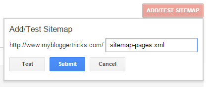 submit blogspot static pages sitemap to Google
