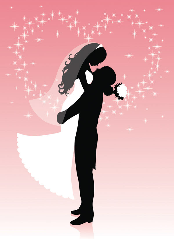 People wedding silhouette vector Free Vector / 4Vector