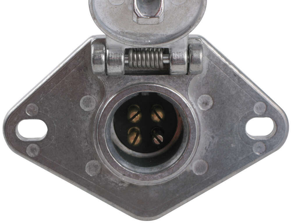 Pollak Heavy-Duty, 4-Pole, Round Pin Trailer Wiring Socket - Metal - Vehicle End Pollak Wiring ...