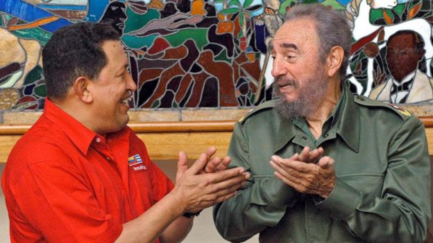 Hugo Chávez y Fidel Castro.