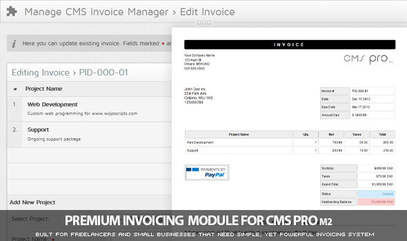 Invoicing Module for CMS pro m2 - CodeCanyon Item for Sale