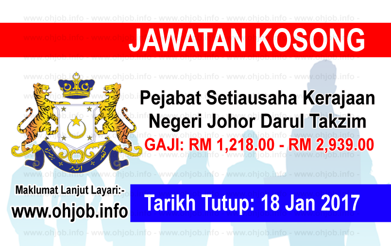 Jawatan Kerja Kosong Kerajaan Negeri Johor Darul Takzim logo www.ohjob.info januari 2017
