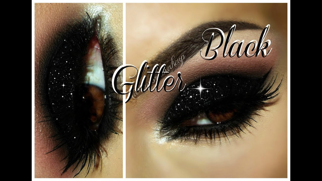 Smokey Eye with Black Glitter - YouTube