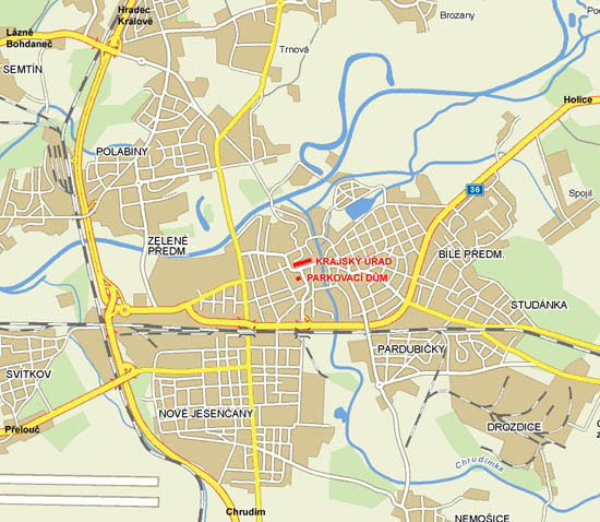 mapa pardubic Pardubický kraj   Mapa Pardubic s vyznačením příjezdů mapa pardubic