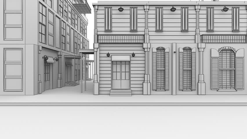 Architecture Drawing Of A City With Apartment Buildings ...