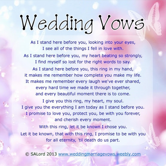 Personal Wedding Vows - Sample Marriage Vow Examples ...