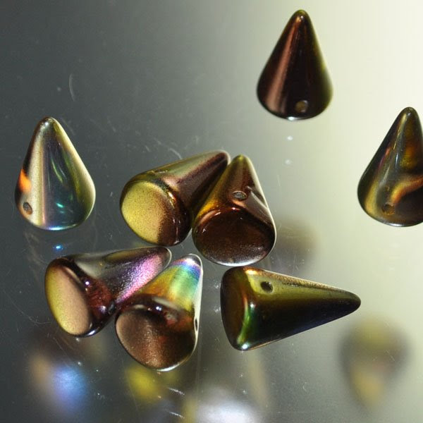 s33661 Glass Beads - 18 mm Fat Spikes - Flame Magic (1) - <font color="#FF0000">Discontinued</font> - 60% off!