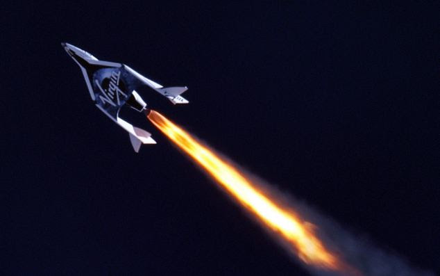 Virgin Galactic's SpaceShip2 under rocket power, its first ever since the program began in 2005.