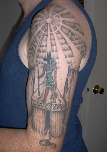 Anubis mural tattoo. Artist: Rolin @ X-treme Tattoos Lorain, 