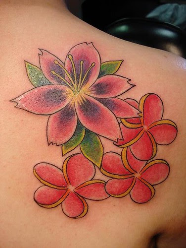 Lily and Plumeria Flower Tattoos,tattoos,tattoo designs