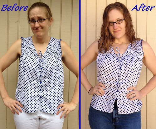 Cobalt Polka Dot Top - Before & After