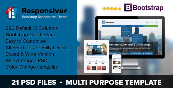 Responsiver Multipurpose Bootstrap PSD Template - Corporate PSD Templates