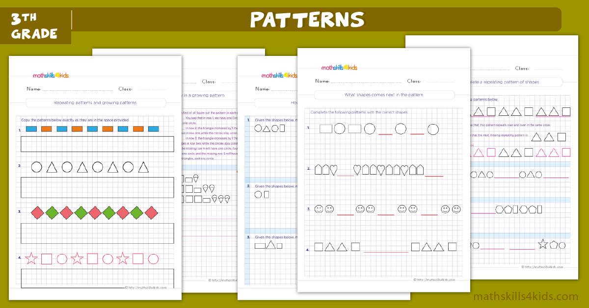 Pattern Worksheets for Grade 3 Pdf - 3rd Grade Math Patterns ...