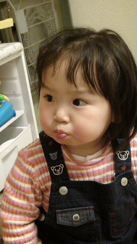 Miyu eating strawberries