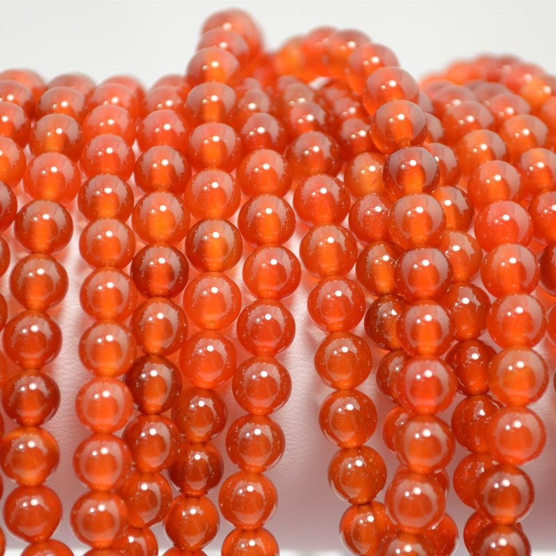 s20204 Stone Beads - 6 mm Round - Carnelian (strand)