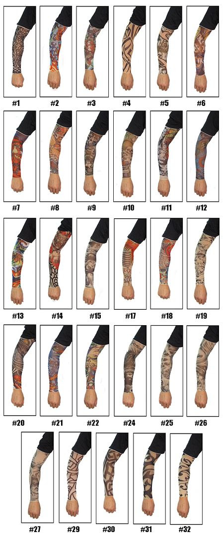 Qty2 Tattoo Arm Sleeve of your Choice Pick from the List Above Qty2 Tattoo Arm Sleeve of your Choice Pick from the List Above