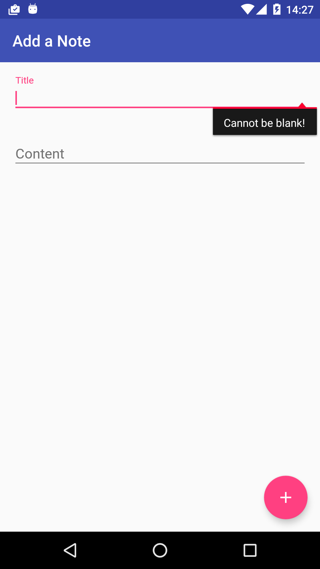 EditText field with error