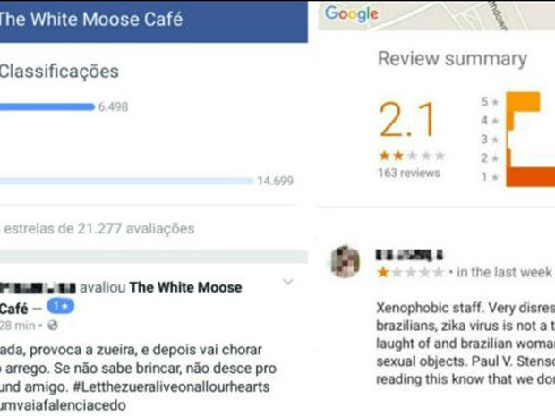 Café recebeu dezenas de milhares de avaliações negativas em diferentes sites (Foto: Reprodução/BBC)