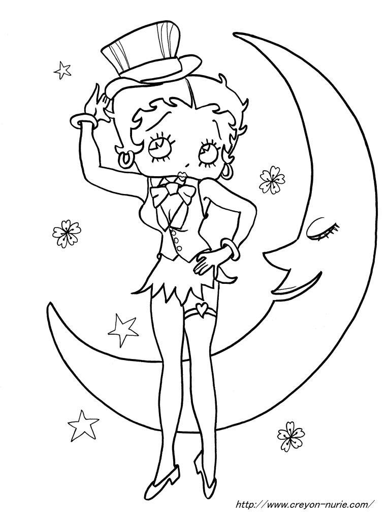 三日月とベティちゃんのイラストの下絵