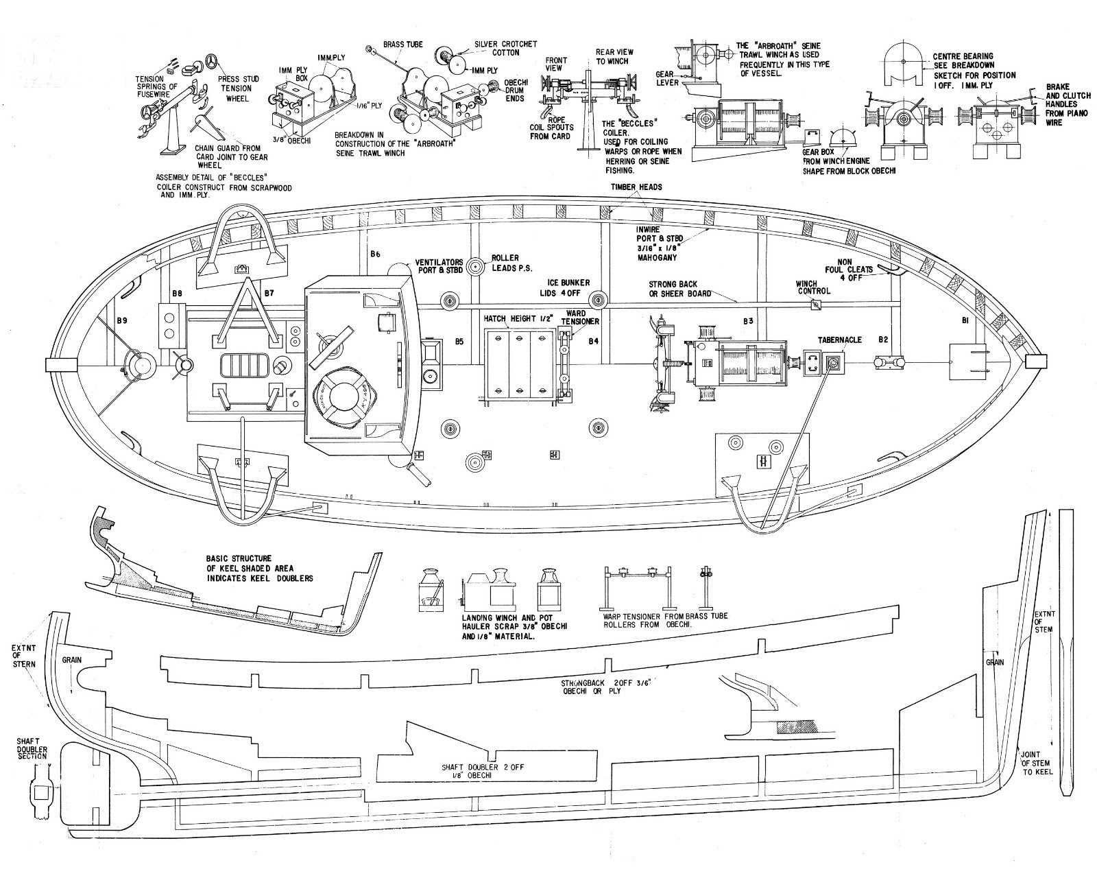 MODEL BOAT PLANS MOTOR FISHING VESSEL LENGTH 42 &amp; 27" PLANS &amp; BUILDING