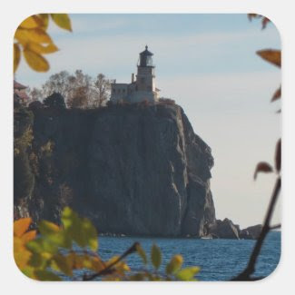 Split Rock Lighthouse in the Fall Square Sticker