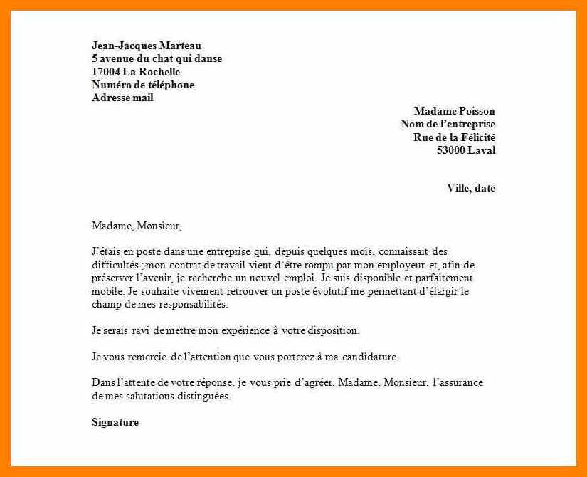 demande d'emploi exemple - Modele de lettre type