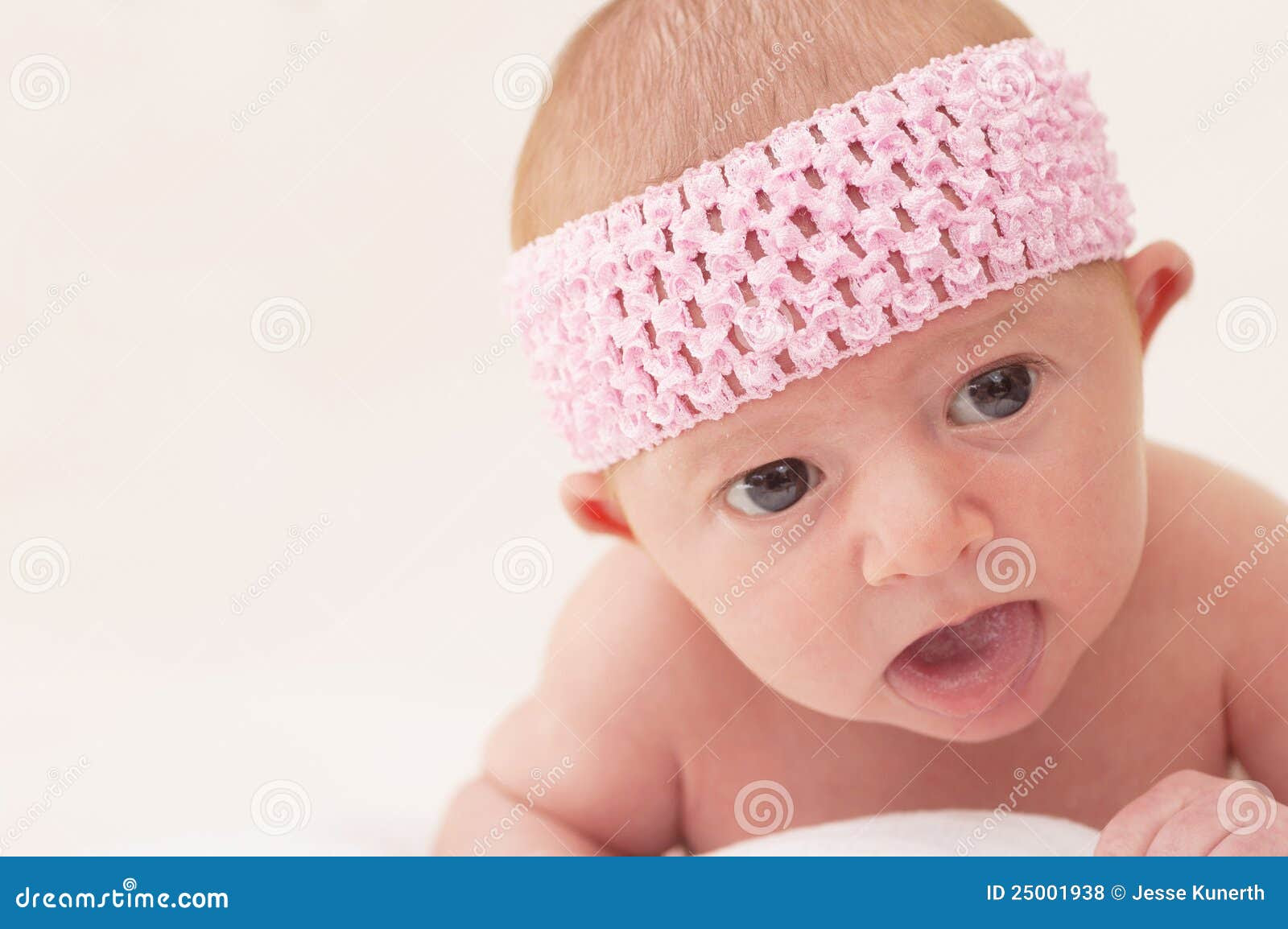 140 New baby headband pink 344 Baby With Pink Headband Royalty Free Stock Photos   Image: 25001938 