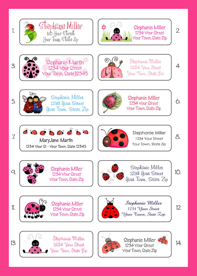 Personalized LADYBUG Return Address Labels