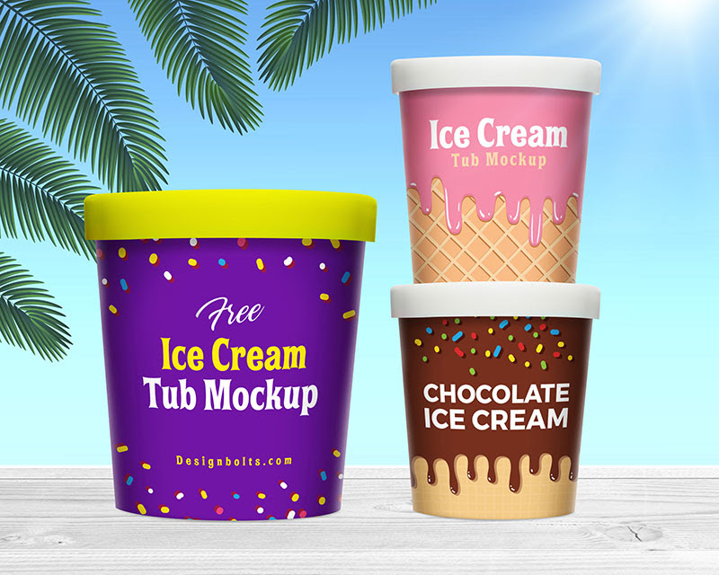 Download Free Ice Cream Bucket Tub Mockup PSD - Designbolts