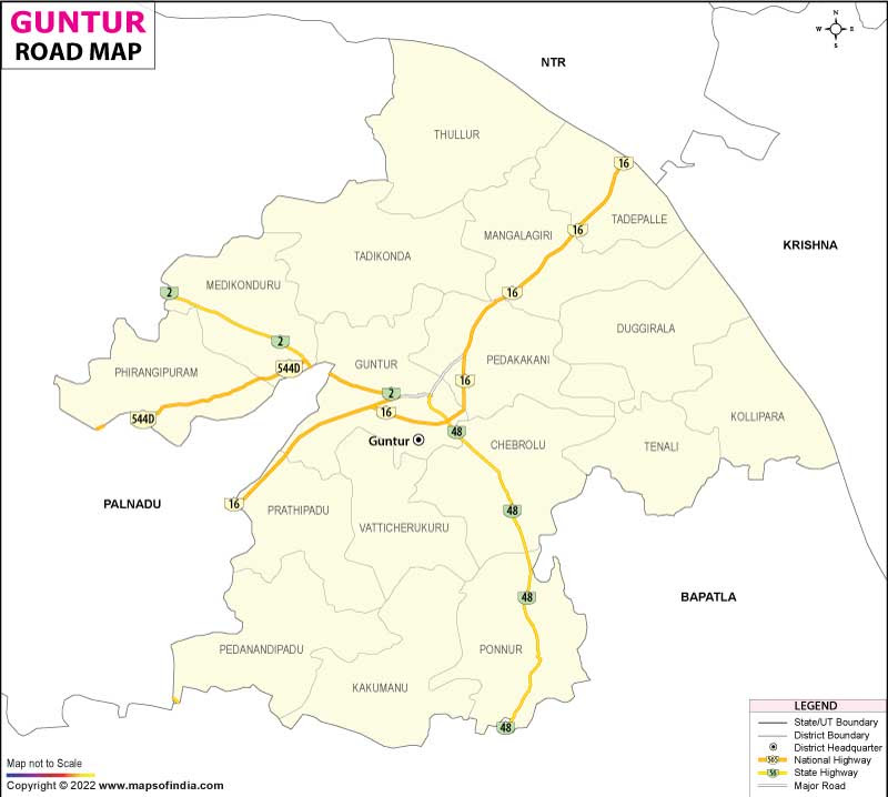 Road Map of Guntur