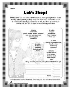 Let's Shop! Holiday Math Worksheet for 2nd - 4th Grade ...