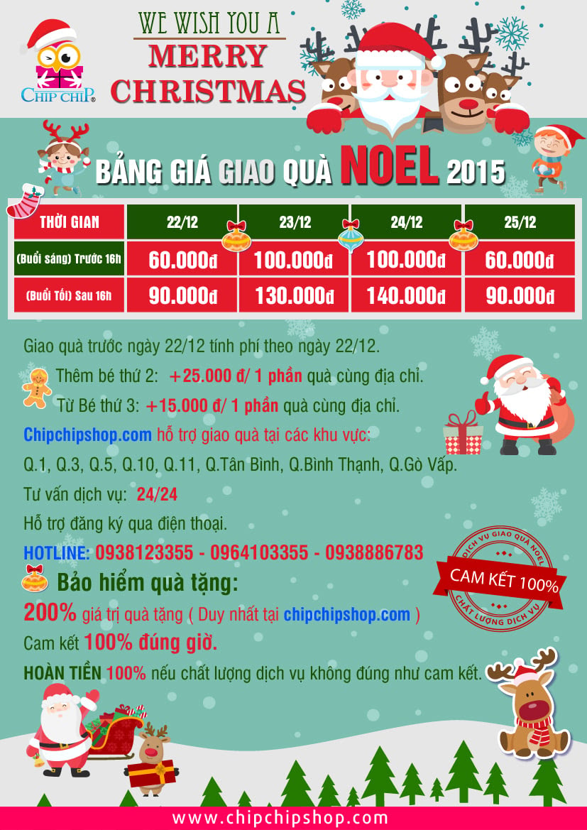 Bảng giá dịch vụ giao quà ông già noel