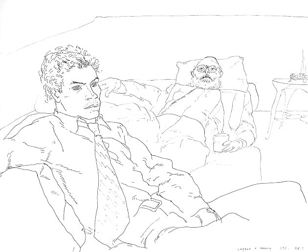 Dibujos lineales David Hockney