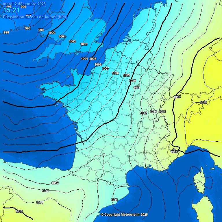 Mapa actual de pressió en superfície