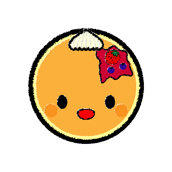 キャラクター風で笑顔のかわいいパンケーキの無料イラスト 商用フリー オイデ43