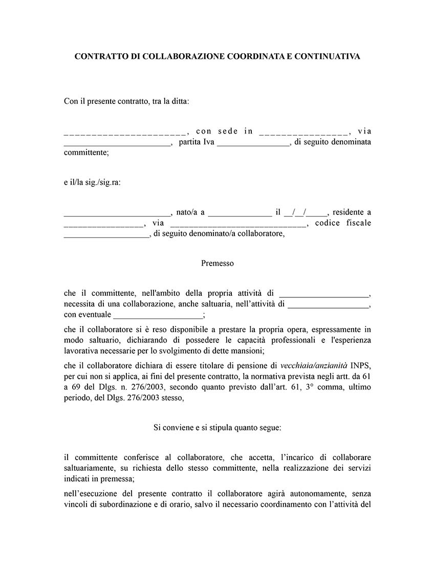 Fac-simile di contratti di lavoro gratis editabili