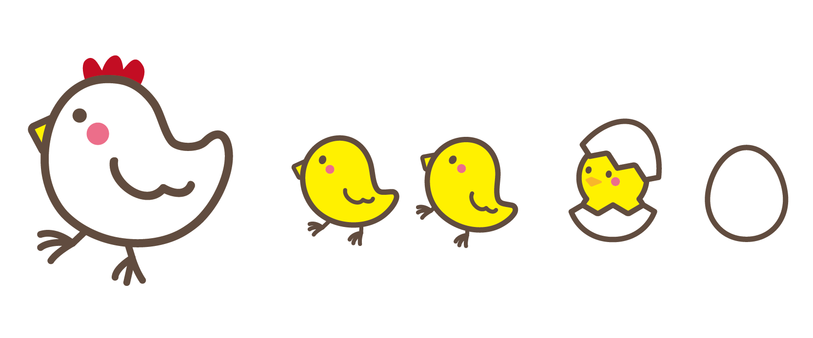 鶏とひよこのかわいい親子イラスト