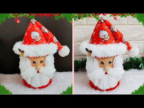 DIY Santa gift box making idea with tin cans |Best out of waste Christmas Decoration idea