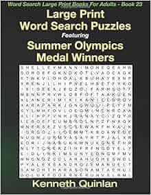 large print word search puzzles featuring summer olympics medal winners
