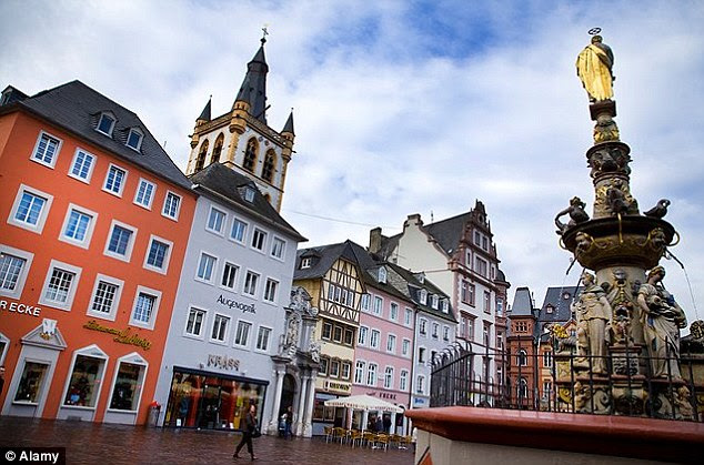 Oldest city in Germany: The central square and fountain in Trier